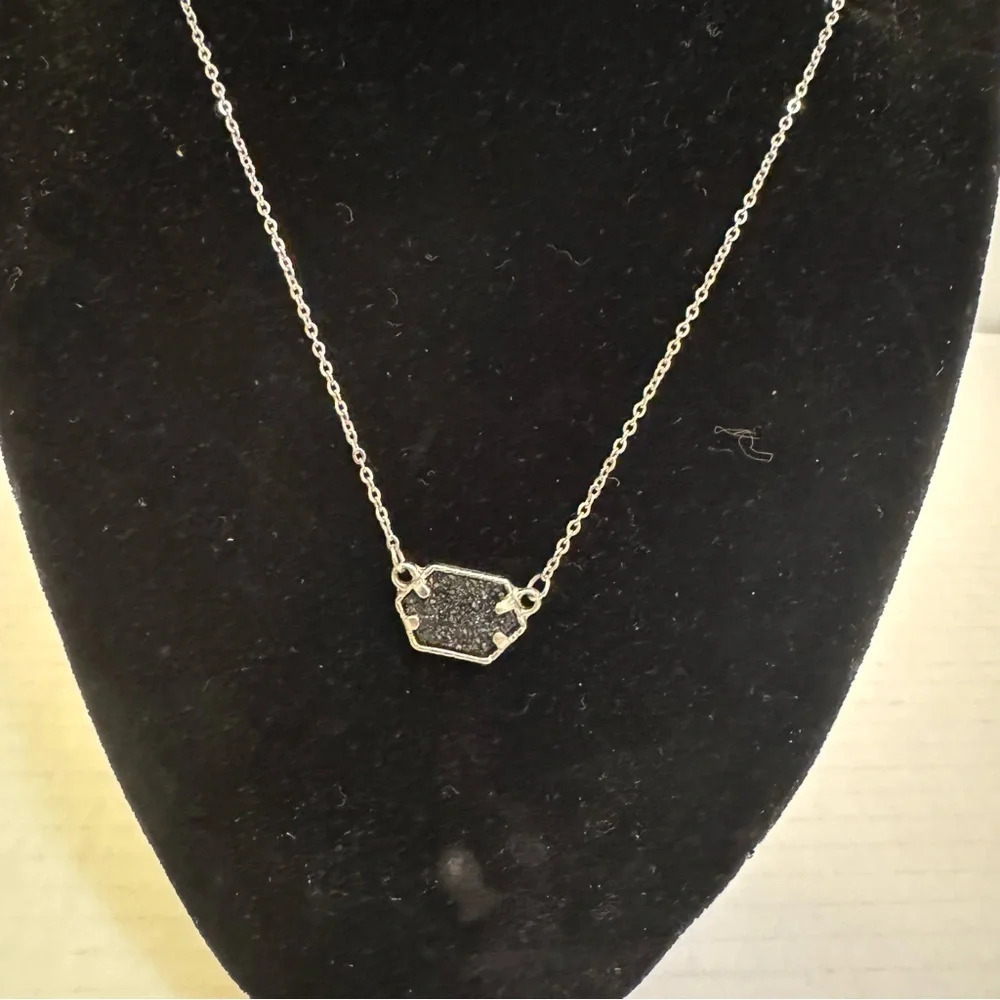 Plunder Design Fashion Trendy Jewelry Yvette Silver Black Druzy Pendant Necklace - Picture 2 of 5